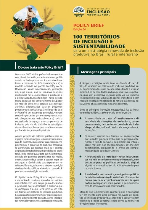 Policy Brief – Edição 04 – 100 Territórios de Inclusão e Sustentabilidade